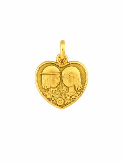Médaille en or jaune « Les amoureux » - Les Amoureux au Kiosque Peynet