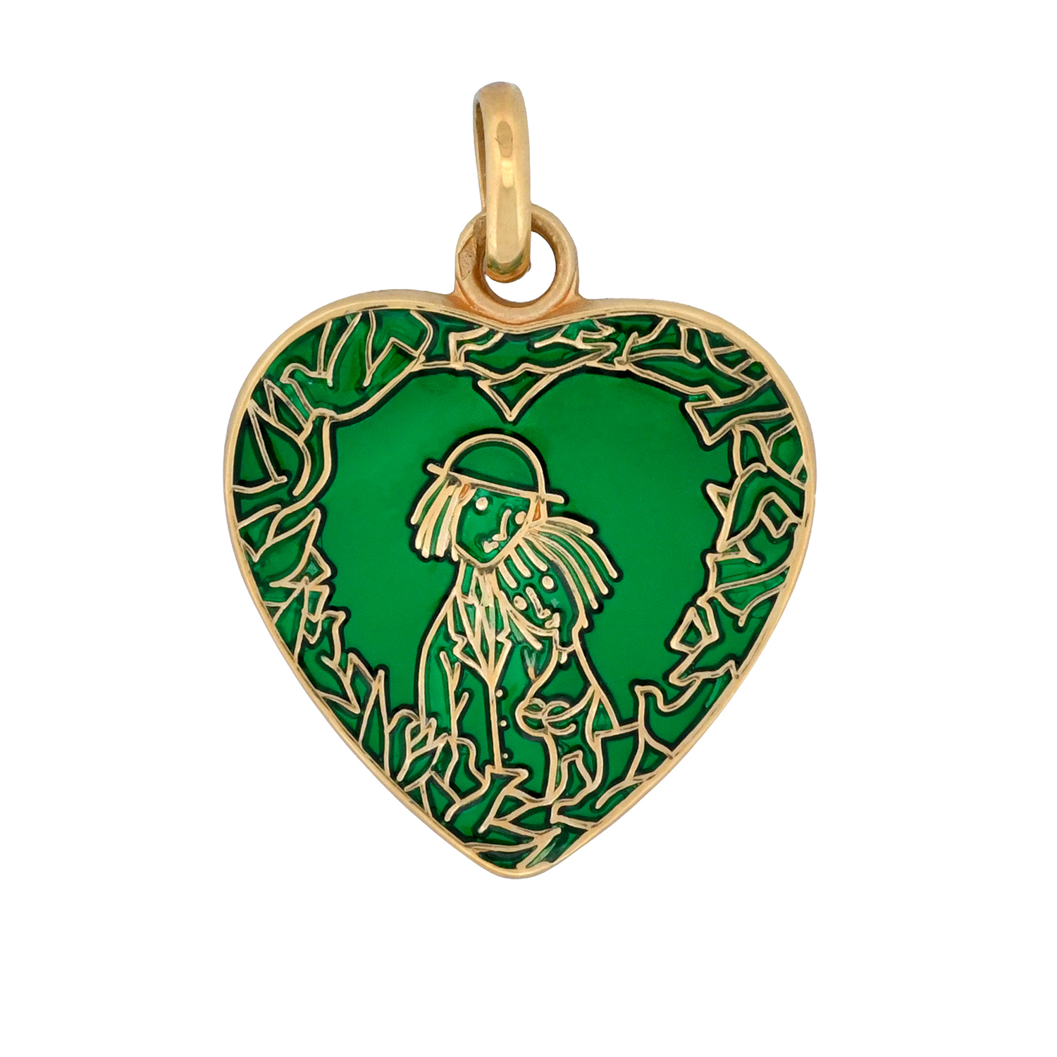 Médaille cœur en or jaune - Les Amoureux au Kiosque Peynet pendentif romantique