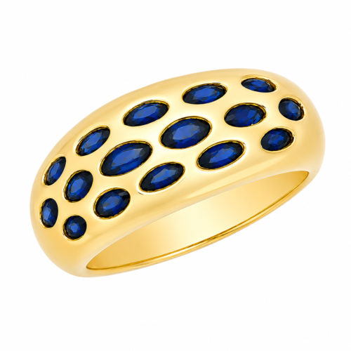 Bague en or jaune sertie de saphirs - Les Amoureux au Kiosque Peynet