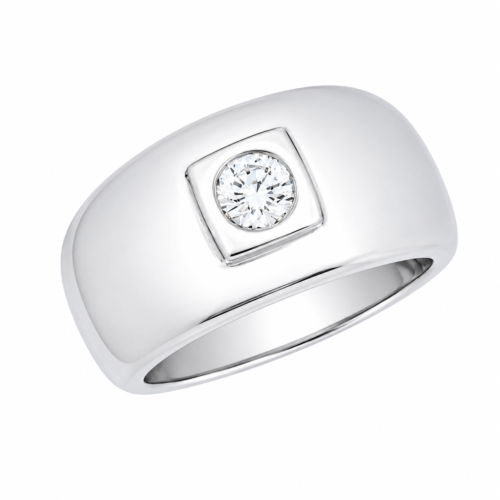 Bague en or gris sertie d’un diamant - Les Amoureux au Kiosque Peynet