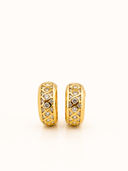 Boucles d’oreilles en or jaune serties de diamants - Les Amoureux au Kiosque Peynet