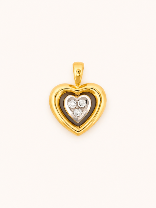 Médaille cœur en or bicolore - Les Amoureux au Kiosque Peynet