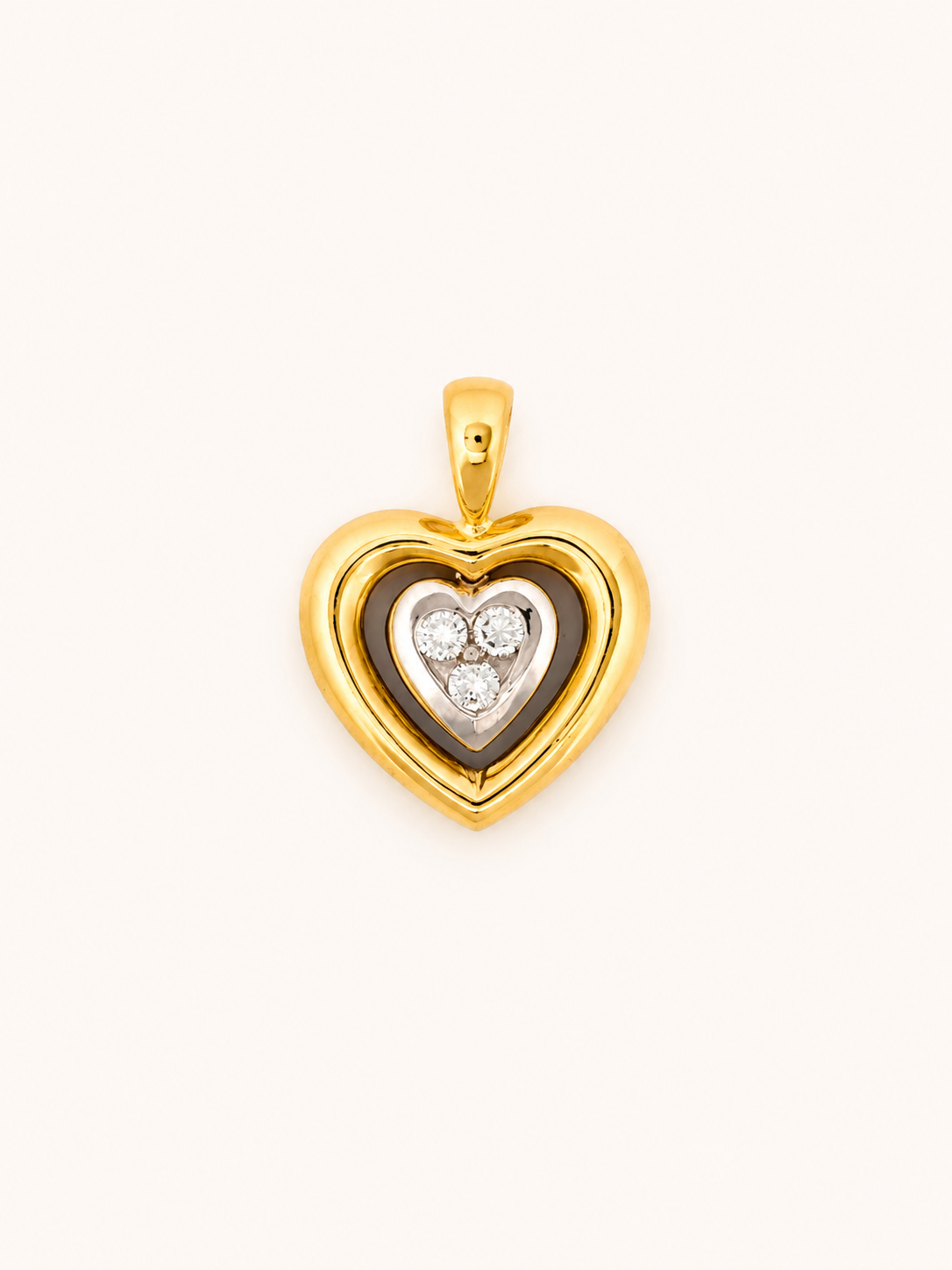 Médaille cœur en or bicolore - Les Amoureux au Kiosque Peynet