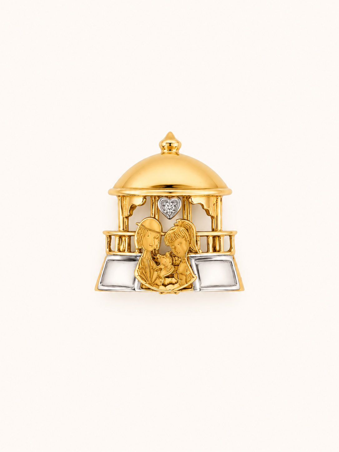 Broche Kiosque en or bicolore « Les amoureux » - Les Amoureux au Kiosque Peynet