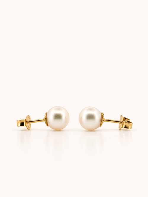 Boucles d’oreilles en or jaune serties de perles - Les Amoureux au Kiosque Peynet