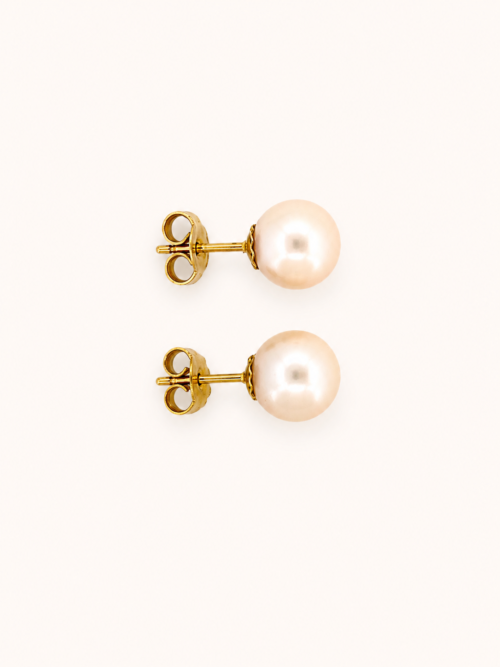 Boucles d’oreilles en or jaune serties de perles - Les Amoureux au Kiosque Peynet