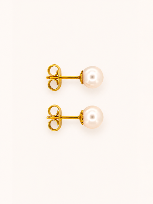 Boucles d’oreilles en or jaune serties de perles - Les Amoureux au Kiosque Peynet
