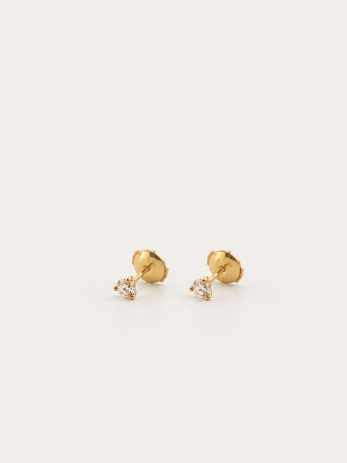 Boucles d’oreilles en or jaune serties de diamants - Les Amoureux au Kiosque Peynet