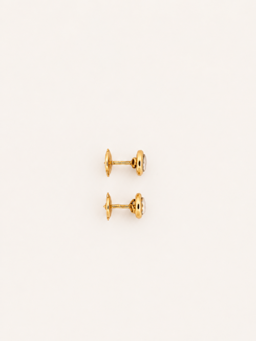 Boucles d’oreilles en or bicolore serties de diamants - Les Amoureux au Kiosque Peynet