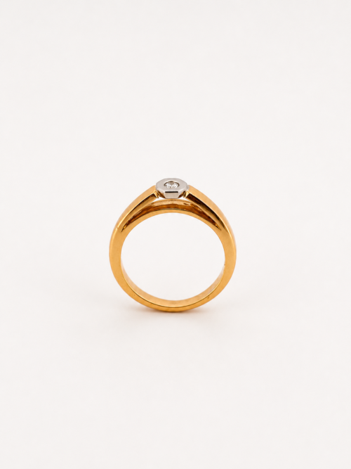 Bague en or bicolore avec diamant - Les Amoureux au Kiosque Peynet