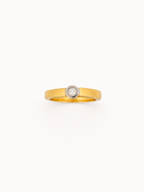 Bague en or bicolore avec diamant - Les Amoureux au Kiosque Peynet