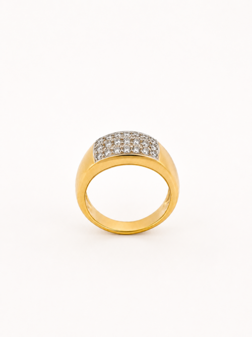 Bague en or jaune sertie de diamants - Les Amoureux au Kiosque Peynet