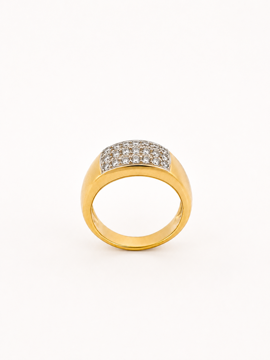 Bague en or jaune sertie de diamants - Les Amoureux au Kiosque Peynet