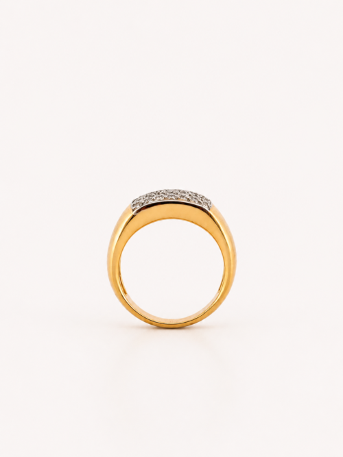 Bague en or jaune sertie de diamants - Les Amoureux au Kiosque Peynet