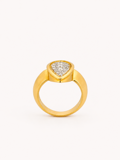 Bague en or jaune sertie de diamants de forme ovale - Les Amoureux au Kiosque Peynet