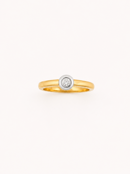 Alliance en or bicolore sertie de diamants - Les Amoureux au Kiosque Peynet