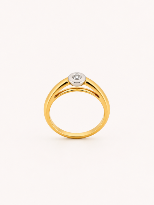 Alliance en or bicolore sertie de diamants - Les Amoureux au Kiosque Peynet