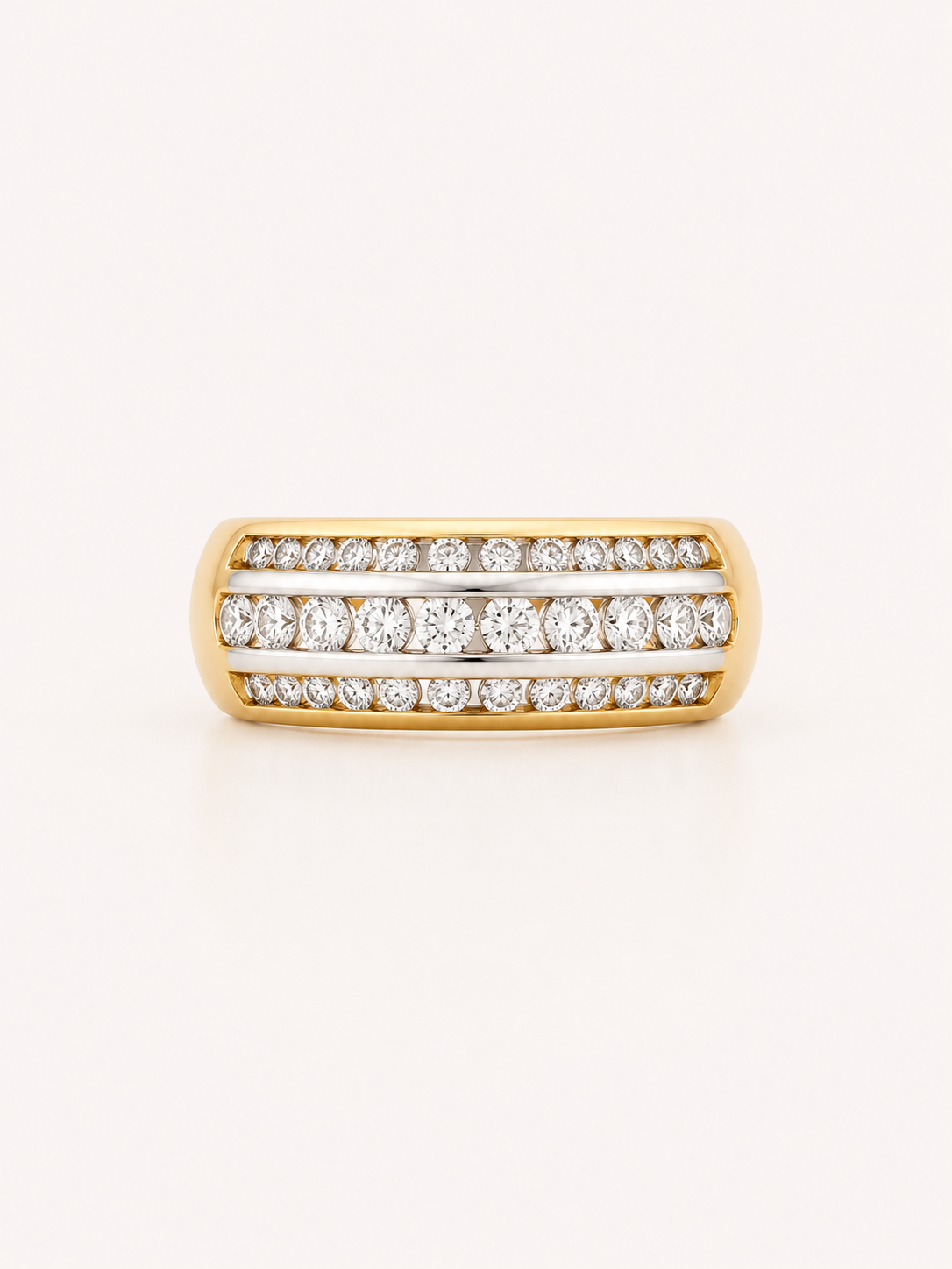 Bague en or bicolore sertie de diamants - Les Amoureux au Kiosque Peynet