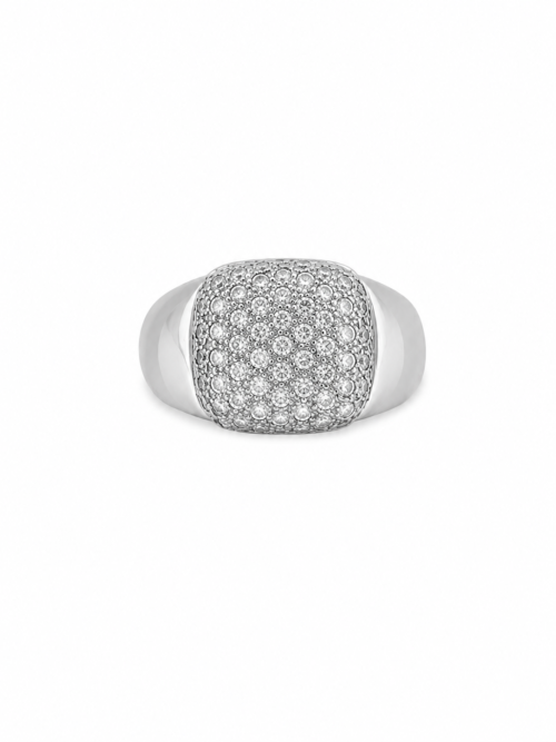Bague en or gris sertie de diamants - Les Amoureux au Kiosque Peynet