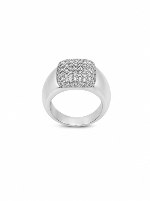 Bague en or gris sertie de diamants - Les Amoureux au Kiosque Peynet