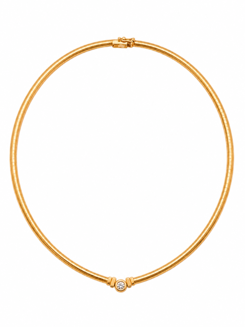 Collier en or bicolore serti d’un diamant