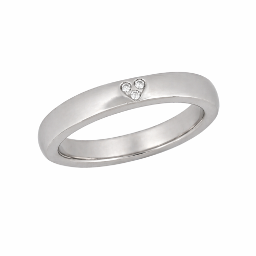 Alliance en or gris avec diamants en forme de coeur - Les Amoureux au Kiosque Peynet