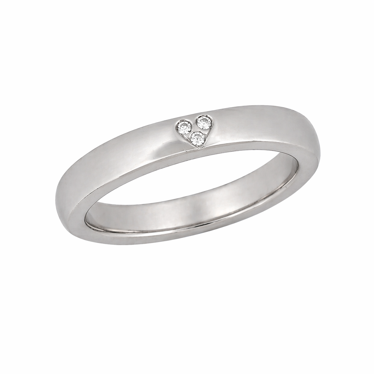 Alliance en or gris avec diamants en forme de coeur - Les Amoureux au Kiosque Peynet