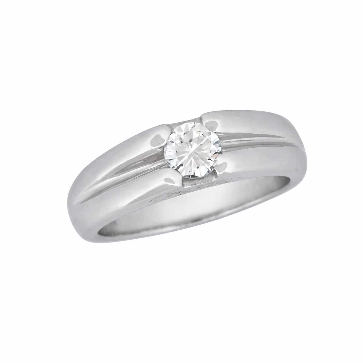 Solitaire en or gris avec diamant - Les amoureux au Kiosque Peynet