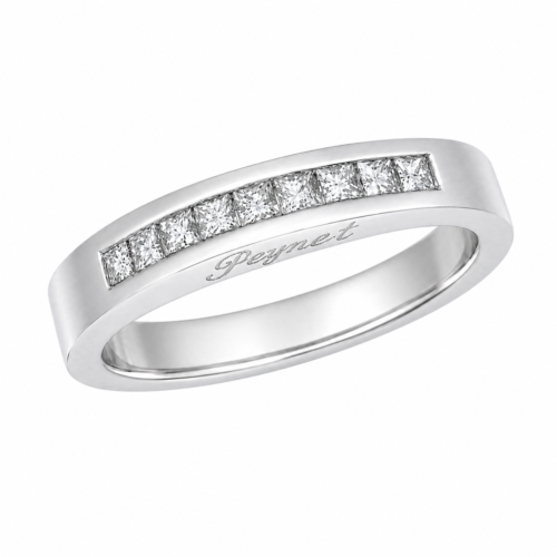 Alliance en or gris avec diamants - Les Amoureux au Kiosque Peynet