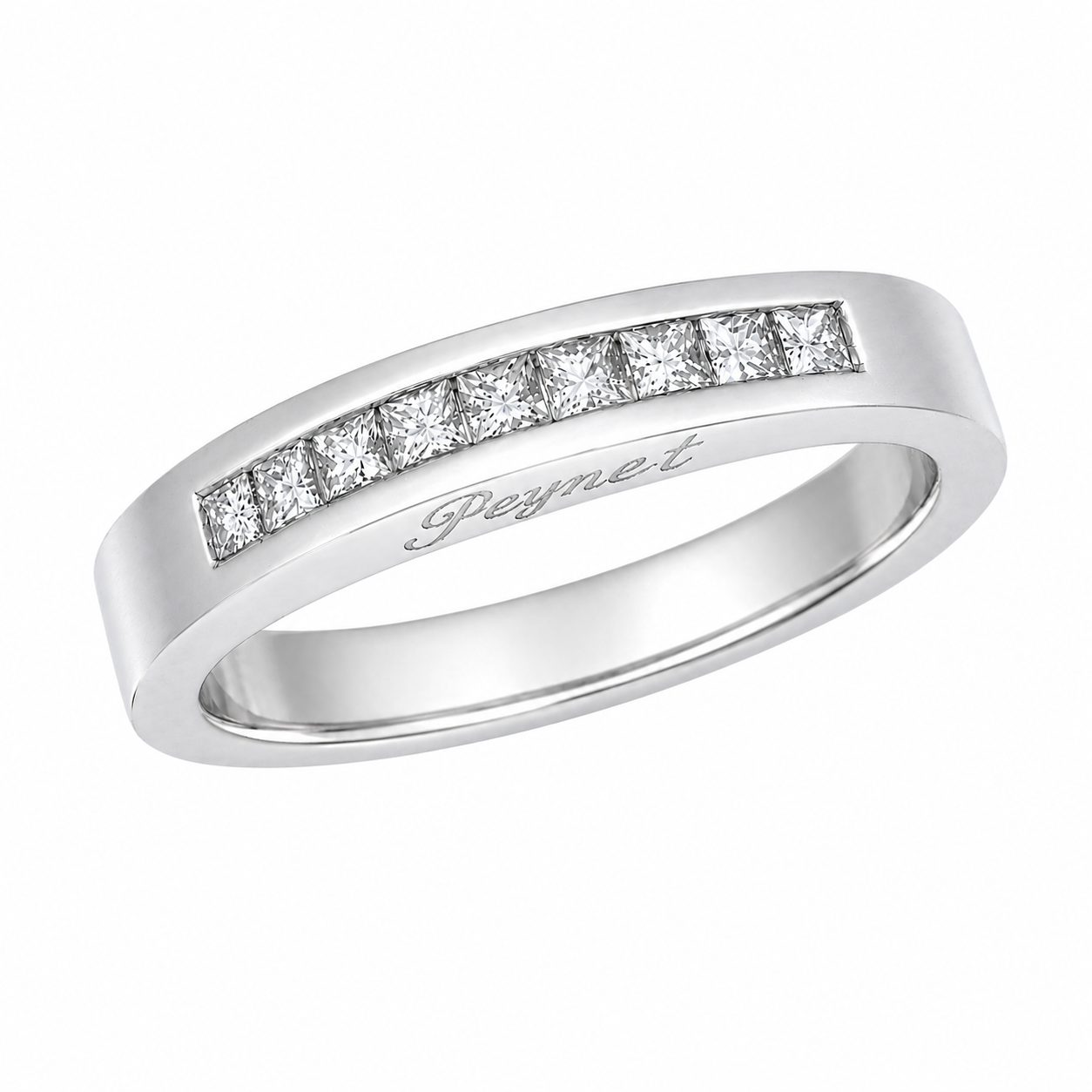 Alliance en or gris avec diamants - Les Amoureux au Kiosque Peynet