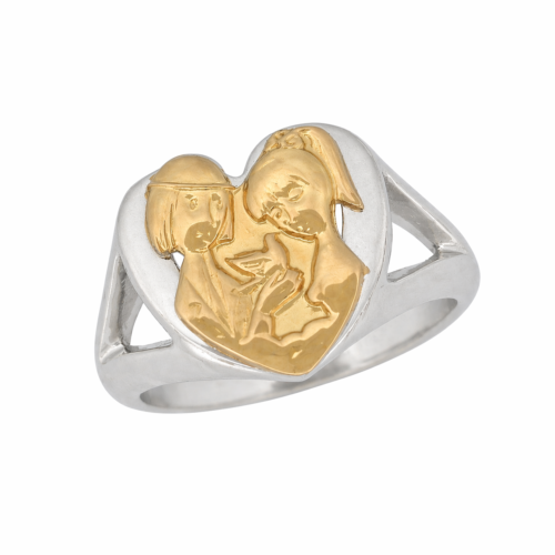Bague coeur en or bicolore - Les Amoureux au Kiosque Peynet