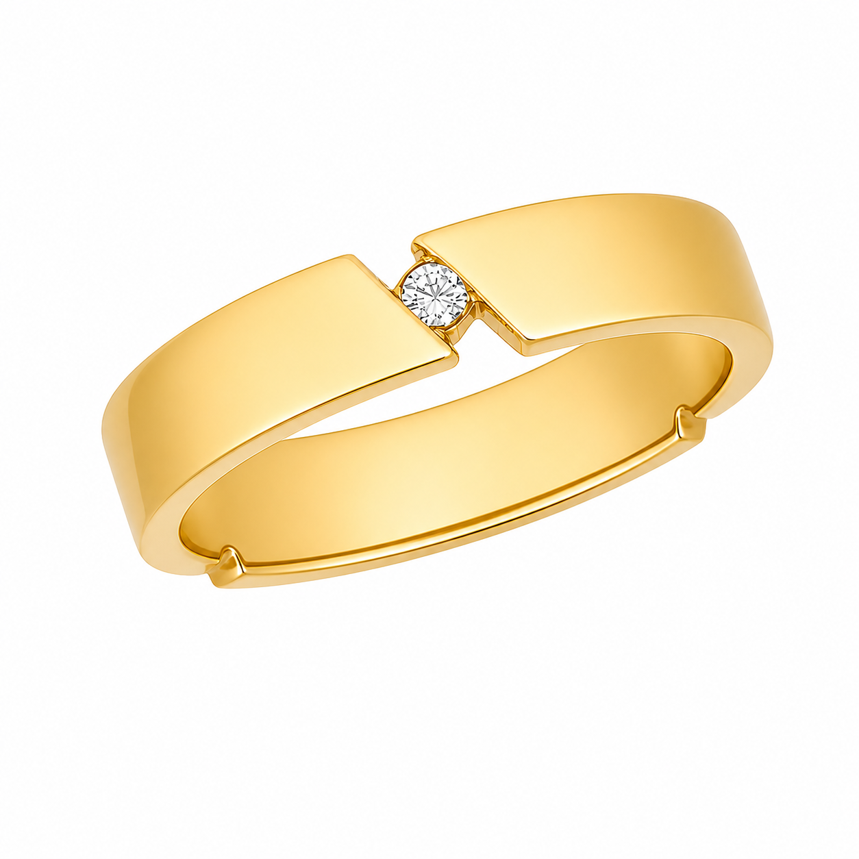 Alliance en or jaune sertie de diamants - Les Amoureux au Kiosque Peynet