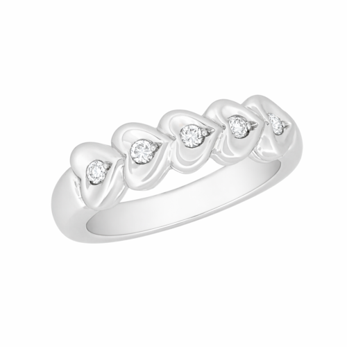 Alliance cœur en or gris sertie de diamants - Les Amoureux au Kiosque Peynet