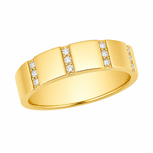 Alliance en or jaune sertie de diamants - Les Amoureux au Kiosque Peynet