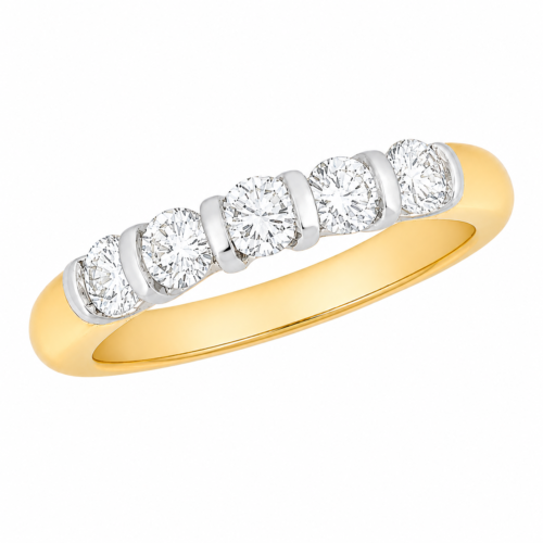 Alliance en or bicolore avec diamants - Les Amoureux au Kiosque Peynet