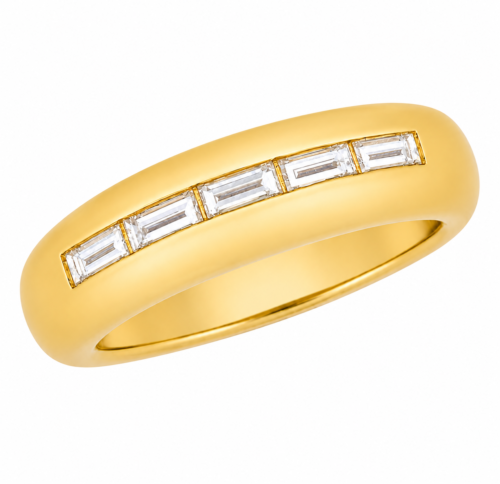 Alliance en or jaune sertie de diamants - Les Amoureux au Kiosque Peynet