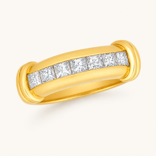 Alliance en or jaune sertie de diamants - Les Amoureux au Kiosque Peynet