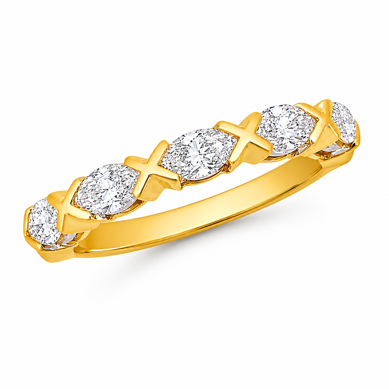 Bague en or jaune sertie de diamants - Les Amoureux au Kiosque Peynet