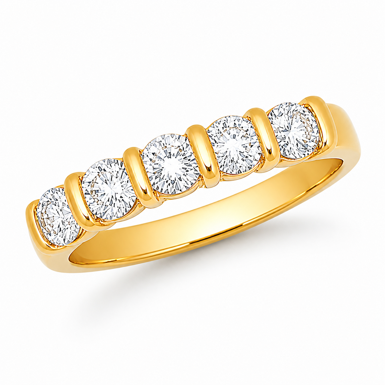 Alliance en or jaune sertie de diamants - Les Amoureux au Kiosque Peynet