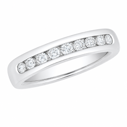 Alliance en or gris sertie de diamants - Les Amoureux au Kiosque Peynet