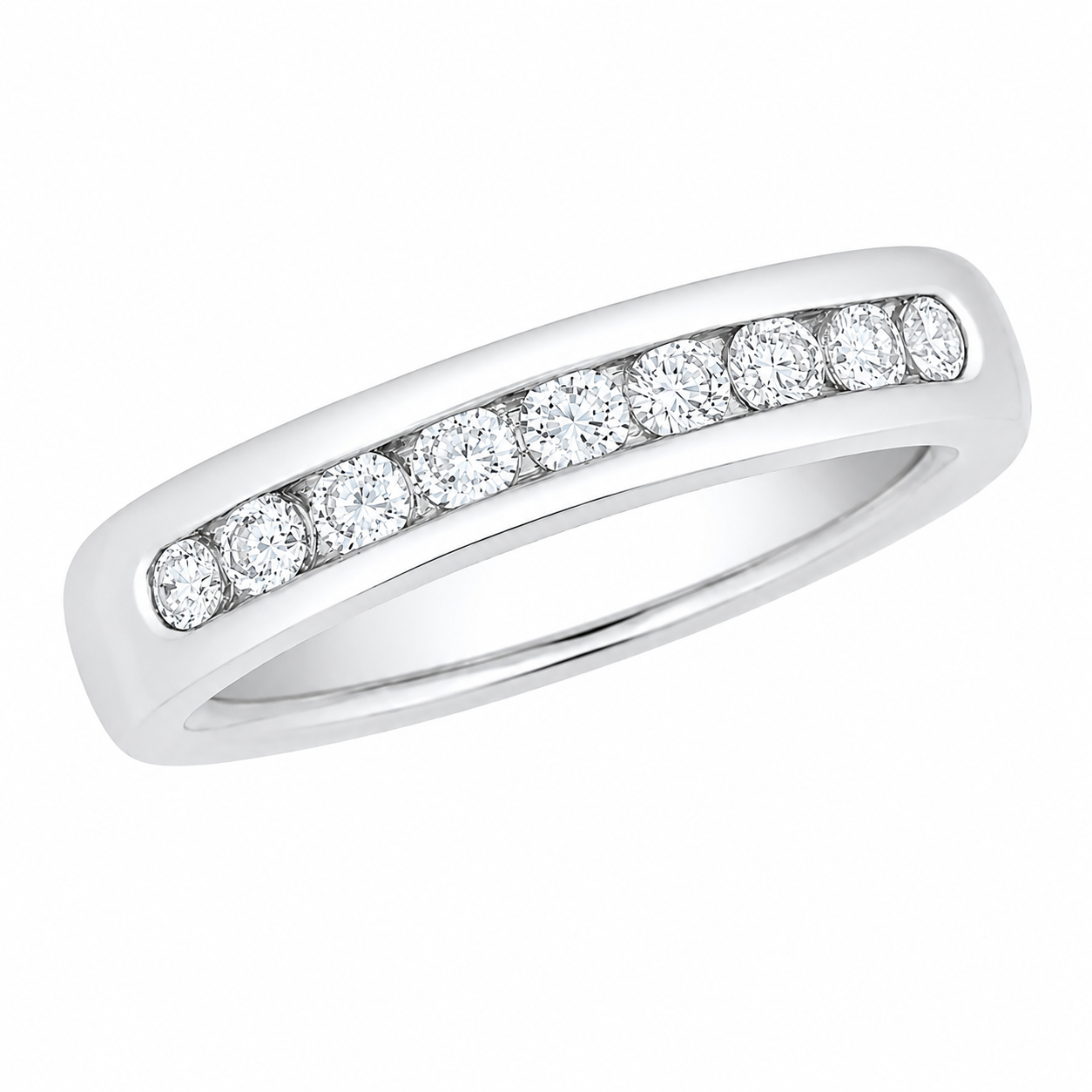 Alliance en or gris sertie de diamants - Les Amoureux au Kiosque Peynet