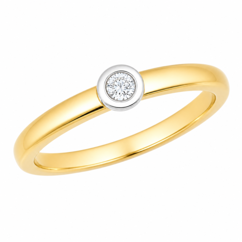 Bague en or bicolore sertie de diamant - Les Amoureux au Kiosque Peynet