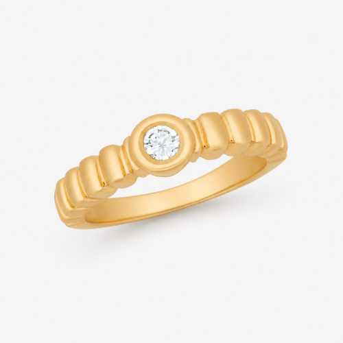Bague en or jaune sertie d'un diamant - Les Amoureux au Kiosque Peynet