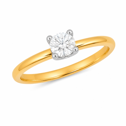 Bague en or bicolore sertie d’un diamant - Les Amoureux au Kiosque Peynet