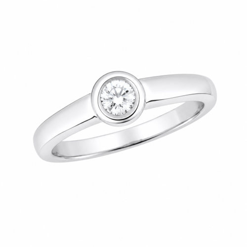 Bague en or gris sertie d’un diamant - Les Amoureux au Kiosque Peynet