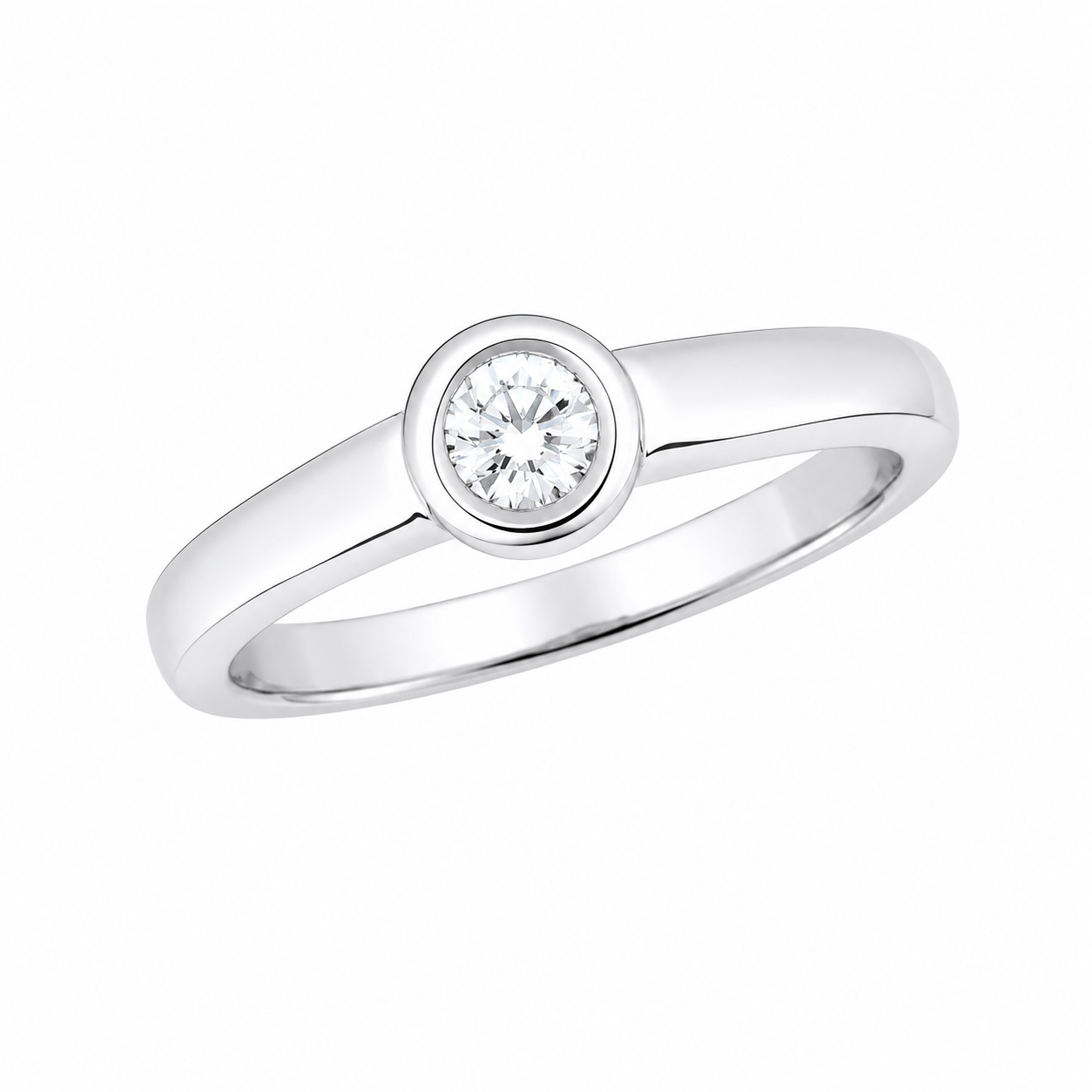 Bague en or gris sertie d'un diamant - Les Amoureux au Kiosque Peynet