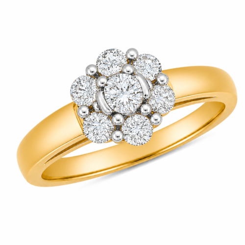 Bague en or bicolore sertie de diamants - Les Amoureux au Kiosque Peynet