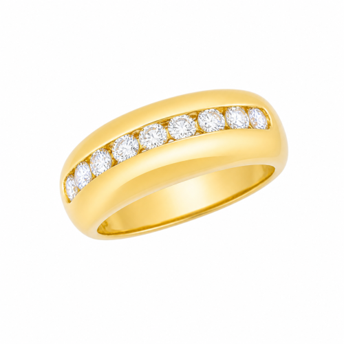 Bague en or jaune sertie de diamants - Les Amoureux au Kiosque Peynet