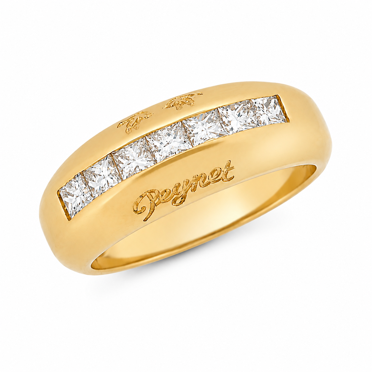 Bague en or jaune sertie de diamants - Les Amoureux au Kiosque Peynet