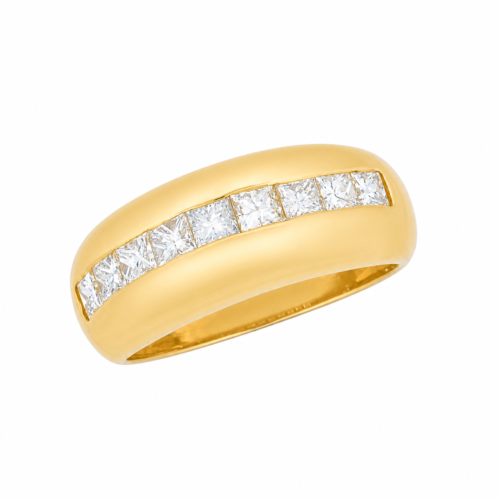 Bague en or jaune sertie de diamants - Les Amoureux au Kiosque Peynet